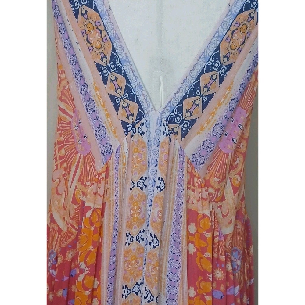 Free People Dress Sz S Plunging V-neckline Handkerchief Hem Floral Print EUC - Picture 4 of 15